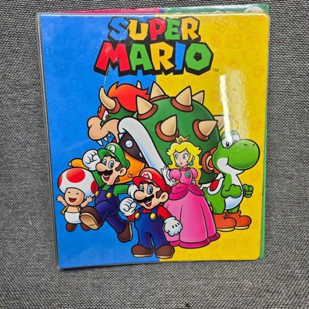 Nintendo Super Mario‎ Brothers 1" Vinyl Binder 3-Ring 9.75" Wide by 11.5" New